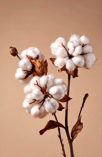 Foto foto rama de flor de algodón esponjosa y seca