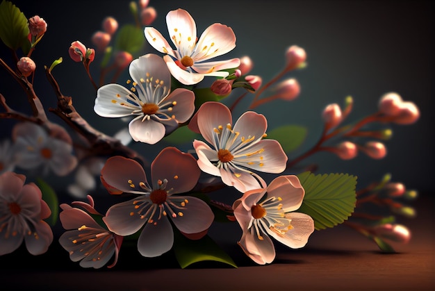 Foto rama de flores de cerezo 3D render