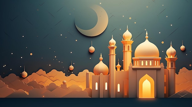 Foto ramadan mubarak conceito minimalista ilustrativo