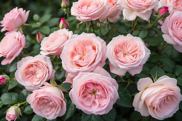 Foto de un ramo de rosas rosadas bonitas en la naturaleza