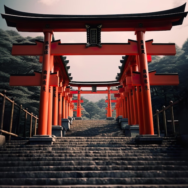 Foto RAW de um Red Mtfuji solo Fushimi Inari Tai