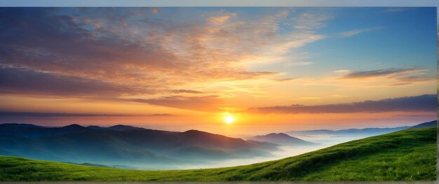 Foto real como Abrazo del Amanecer Testigo del horizonte del amanecer donde el abrazo del amanecer calienta la tierra en la naturaleza