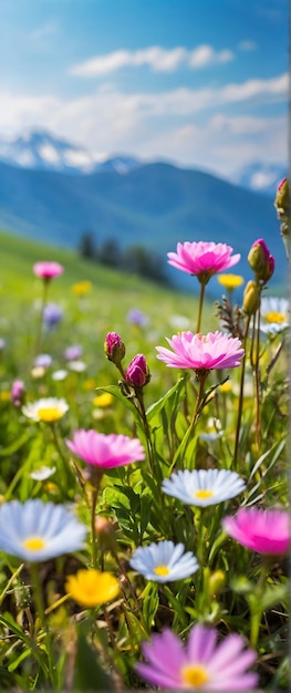 Foto real como el despertar de la primavera Un prado de primavera florece con la vida invitando a un nuevo comienzo en la naturaleza y