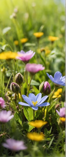 Foto real como o Despertar da Primavera Um prado de primavera floresce com a vida convidando a um novo começo na natureza e