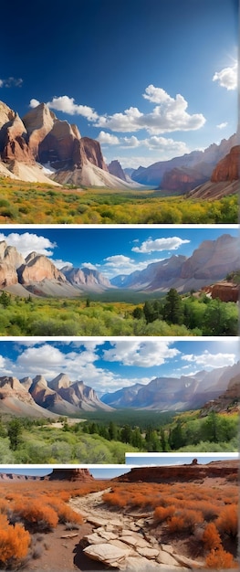 Foto real como Panoramas do Parque Explore as diversas paisagens dos parques nacionais, dos picos aos vales