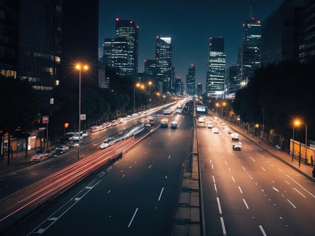 foto realidade trânsito da cidade à noite generativo ai