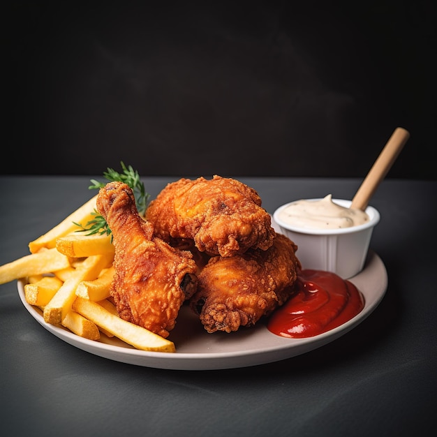 Foto realista de fotografia de comida em closeup de frango frito