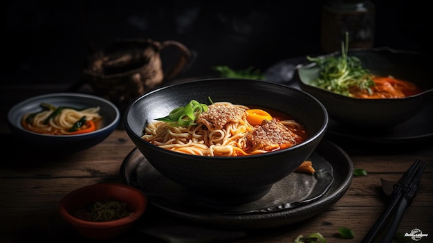 Foto Realista de Macarrão Ramen