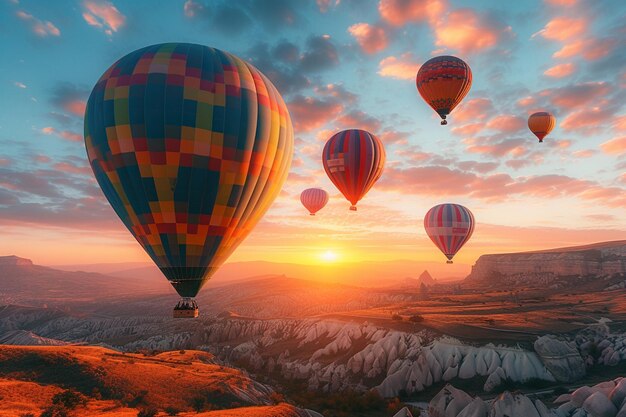 Foto realista de um balão de ar quente de estilo steampunk aconchegante