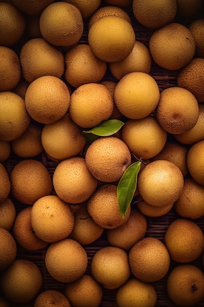 Foto realista de um bando de longans vista superior paisagem de frutas