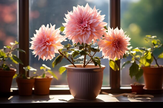 foto_realista_de_uma_dahlia_flor_em_um_pot_in_the_morni