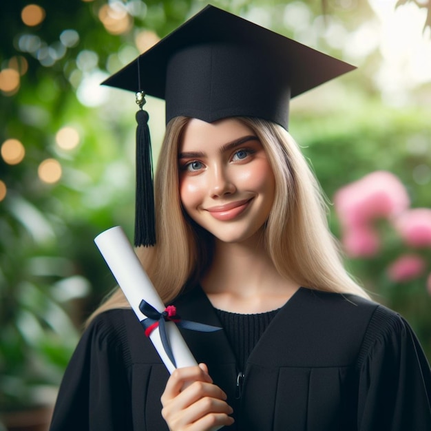 Foto realista do diploma e do boné