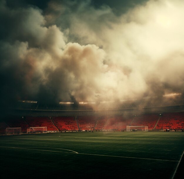 FOTO REALISTA DEL ESTADIO CON HUMO EN 4K