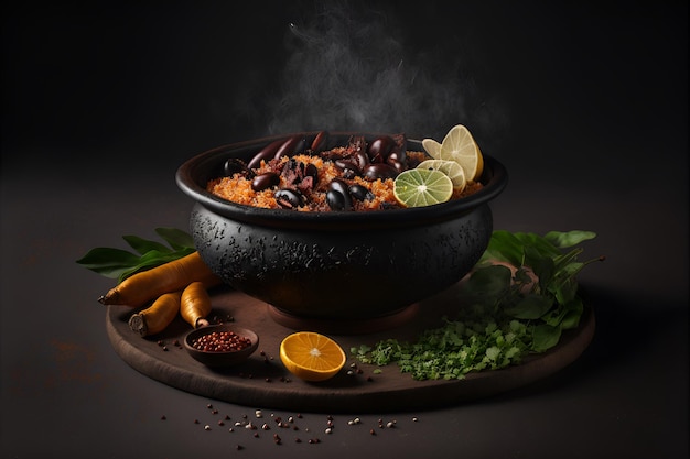 foto realista de una feijoada brasileña