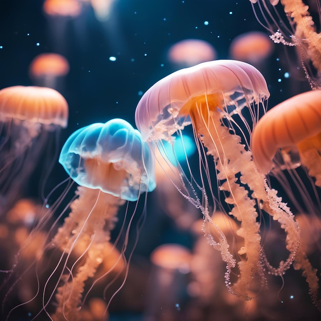 Foto realista de una medusa flotando bajo el agua
