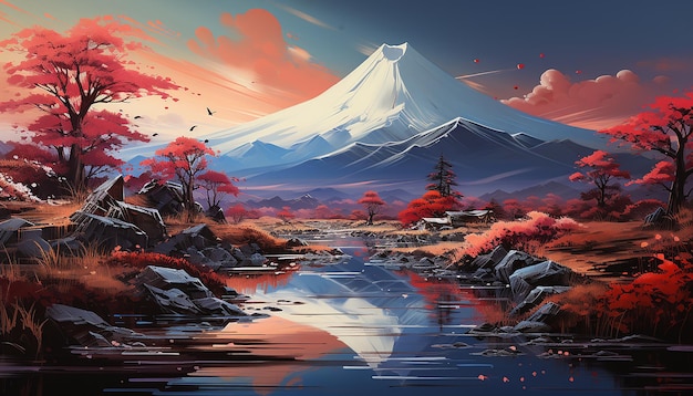 una foto realista del monte Fuji