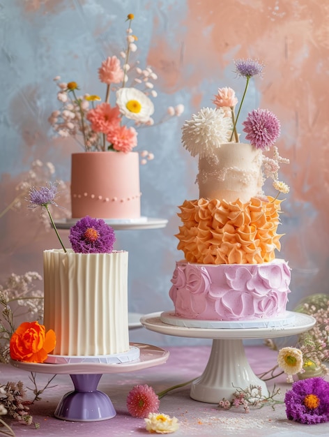 Foto la foto realista del pastel de bodas