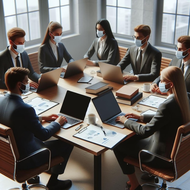 foto realista de los trabajadores en una reunión