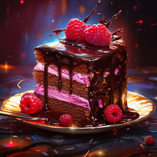 Foto de una rebanada de pastel de chocolate sobre fondo aislado