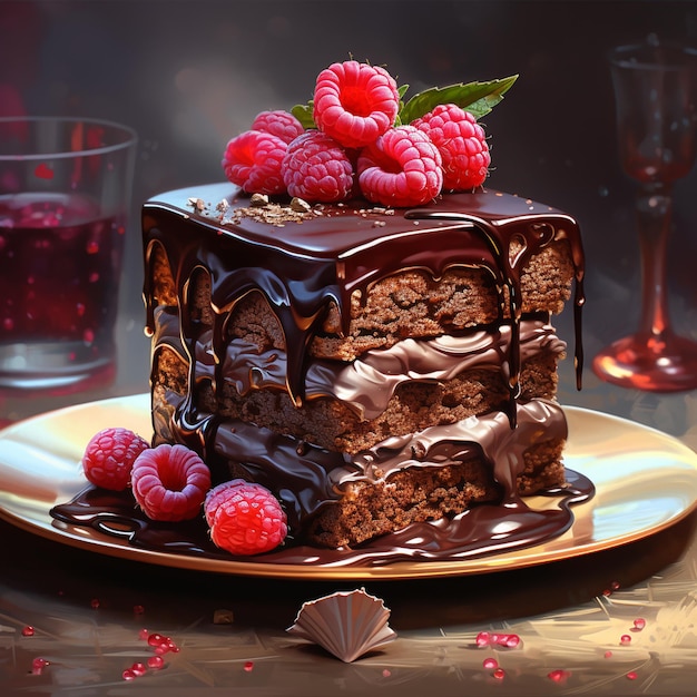 Foto de una rebanada de pastel de chocolate sobre fondo aislado