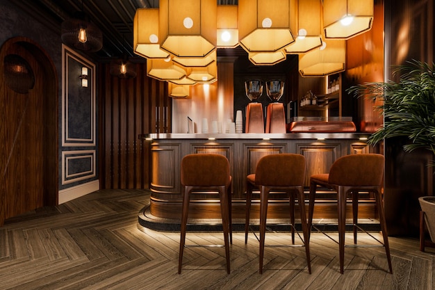 Foto de una recepción moderna con una espaciosa isla central y elegantes taburetes de bar