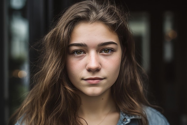 Foto recortada de uma adolescente criada com IA generativa