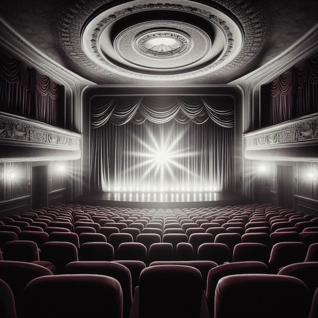 Foto-Reihen roter Sitze in einem Theater