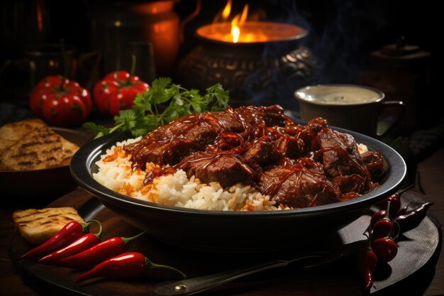 Foto de rendang curry una comida tradicional de Indonesia