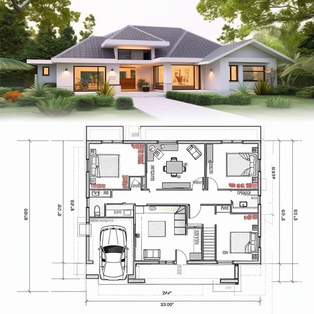 Foto foto renderização 3d de casa moderna