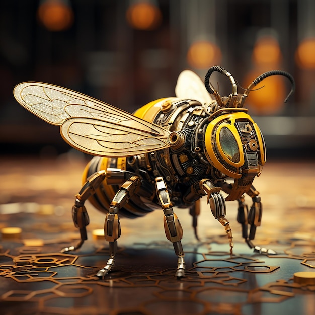 Foto renderizada en 3D de una abeja de estilo arte digital