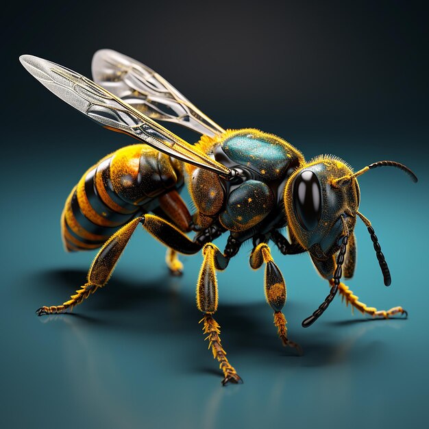 Foto renderizada en 3D de una abeja de estilo arte digital