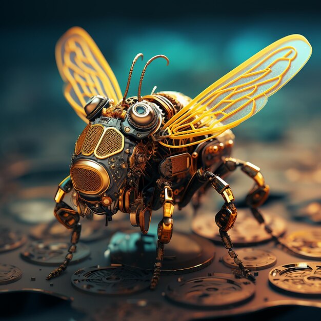 Foto renderizada en 3D de una abeja de estilo arte digital