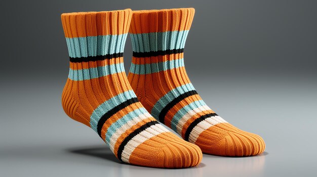 Foto renderizada en 3D de calcetines en un fondo sencillo