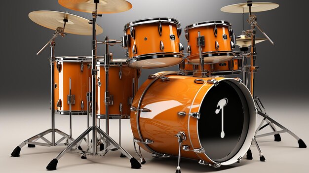 Foto renderizada en 3D de un conjunto de tambores musicales