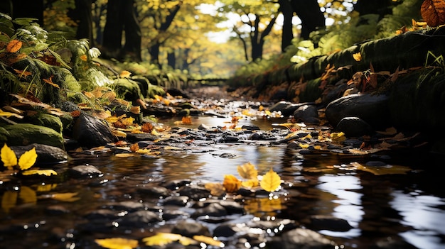 Foto renderizada en 3D de un diseño de paisajes de la temporada de otoño