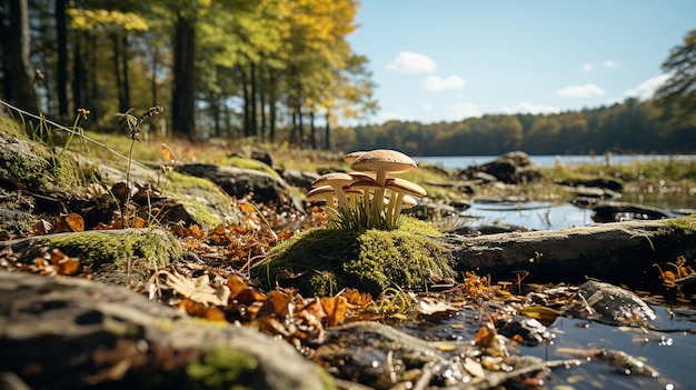 Foto foto renderizada en 3d de un diseño de paisajes de la temporada de otoño