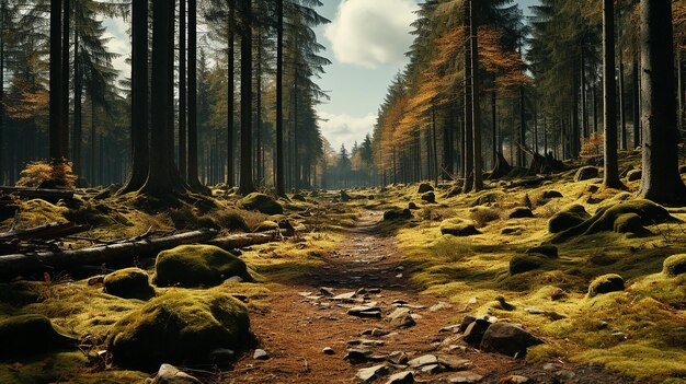 Foto foto renderizada en 3d de un diseño de paisajes de la temporada de otoño