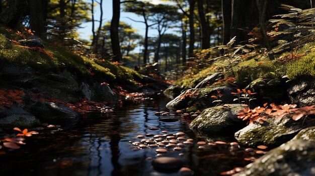 Foto renderizada en 3D de un diseño de paisajes de la temporada de otoño