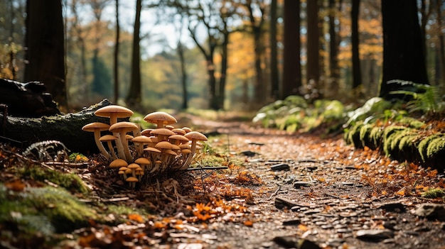 Foto renderizada en 3D de un diseño de paisajes de la temporada de otoño