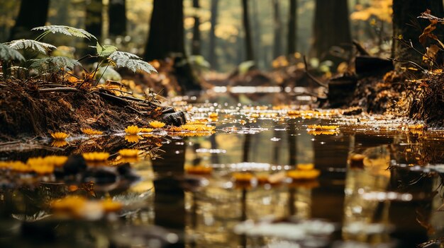 Foto renderizada en 3D de un diseño de paisajes de la temporada de otoño