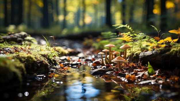 Foto renderizada en 3D de un diseño de paisajes de la temporada de otoño