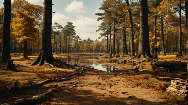 Foto renderizada en 3D de un diseño de paisajes de la temporada de otoño