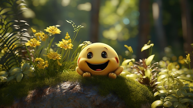 Foto renderizada en 3D del diseño del personaje de la sonrisa linda