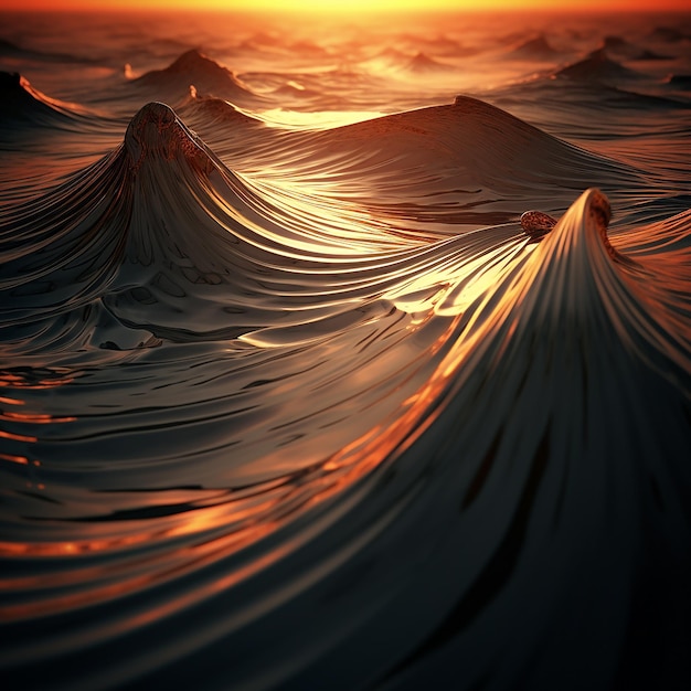 Foto renderizada en 3D de elementos como ondas o fractales