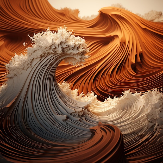 Foto renderizada en 3D de elementos como ondas o fractales