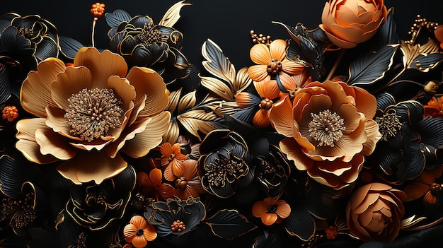 Foto renderizada en 3D de flores.