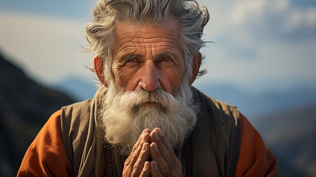 Foto renderizada en 3D de un hombre budista