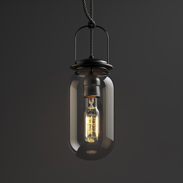 Foto renderizada en 3D de una lámpara con una luz en el interior
