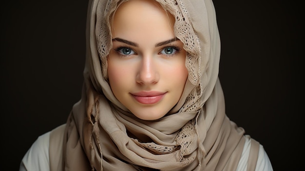 Foto renderizada en 3D de una linda chica hijab