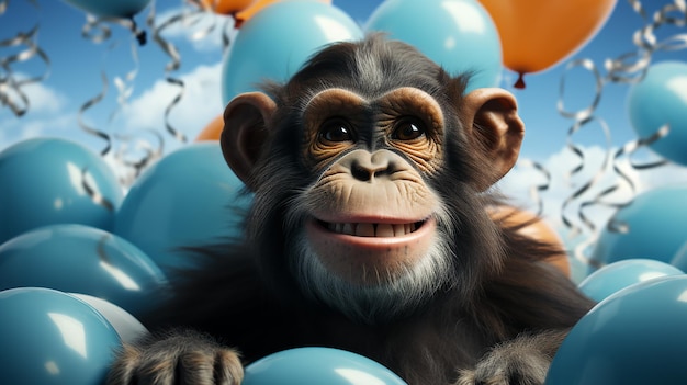 Foto renderizada en 3D de un mono gracioso